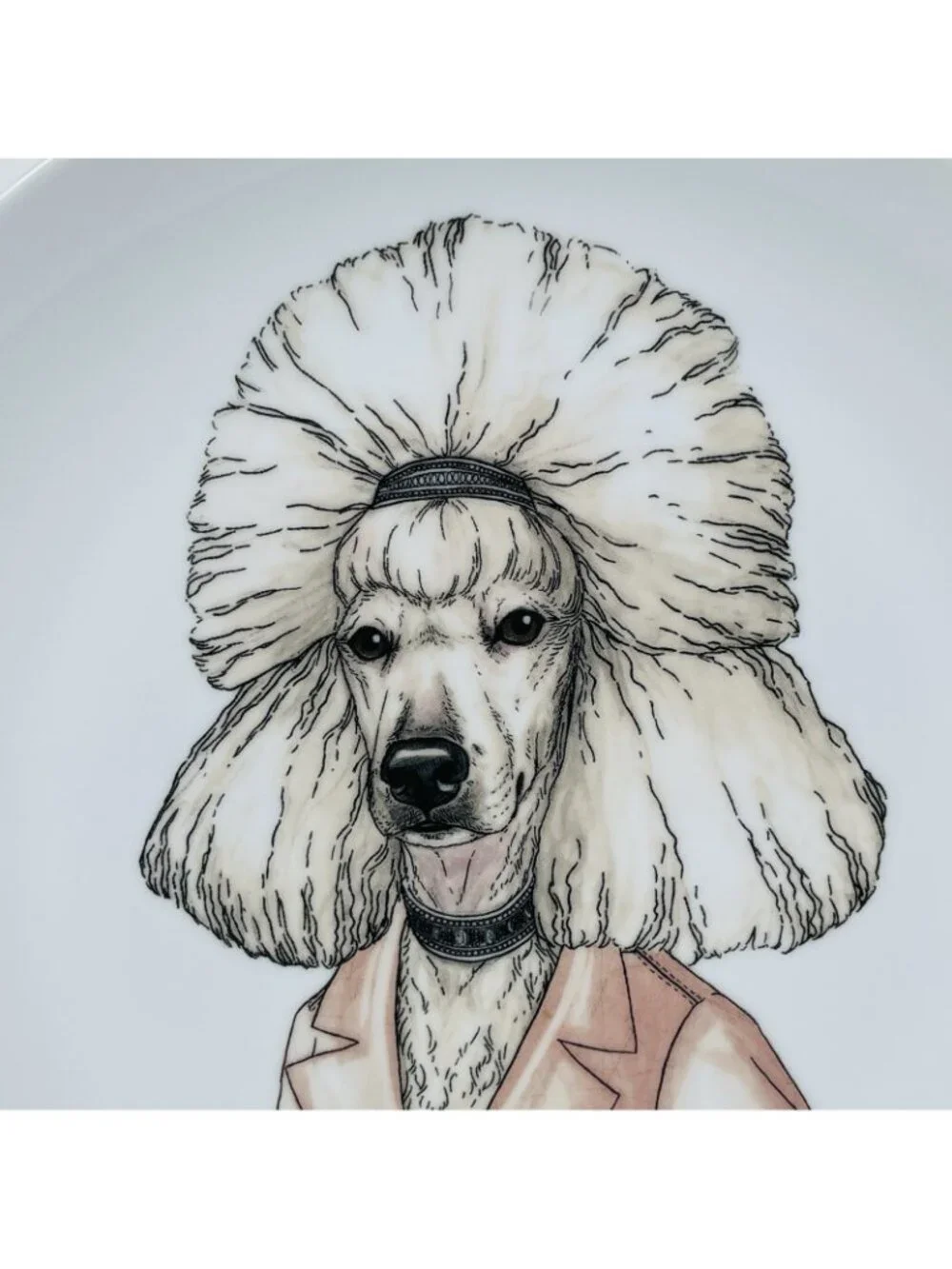 West Elm Rachel Kozlowski Dapper White Poodle Dog 8.5
